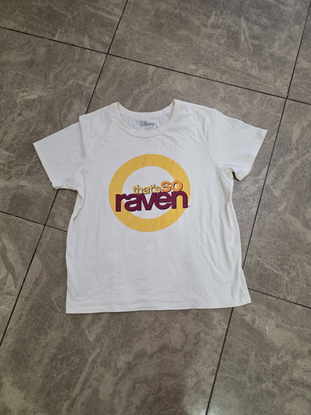 Disney White Short Sleeve "That's So Raven" Graphic Tee with Yellow Accent
